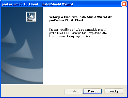 1. Instalacja oprogramowania 1. Aby zainstalować oprogramowanie procertum Clide dwukrotnie naciśnij ikonę instalatora aplikacji.