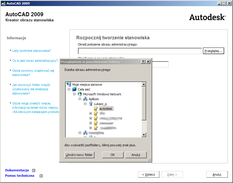 W przypadku zwielokrotnionej instalacji produktu Autodesk należy posłużyć się obrazem stanowiska, który udostępniony w zasobie sieciowym pozwala na przeprowadzenie jednoczesnej instalacji na wielu