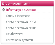 PANEL ADMINISTARATORA KONFIGURACJA SYSTEMU MAILPOINT GRUPY WIADOMOŚCI Po założeniu konta MAILpoint w systemie, automatycznie tworzona jest grupa "Domyślna". Menu konfiguracji usługi.