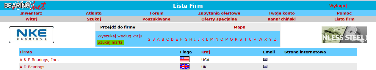 Strona internetowa Link do strony internetowej danej firmy Notatka symbol na stronie Lista Firm pokaże, które firmy mają komentarzy i zostanie pokazane tylko dla firmy, której dostawila komentarza.