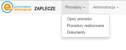 Po zalogowaniu do systemu epk system prezentuje stroną główną Zaplecza elektronicznego Punktu Kontaktowego wraz z menu.