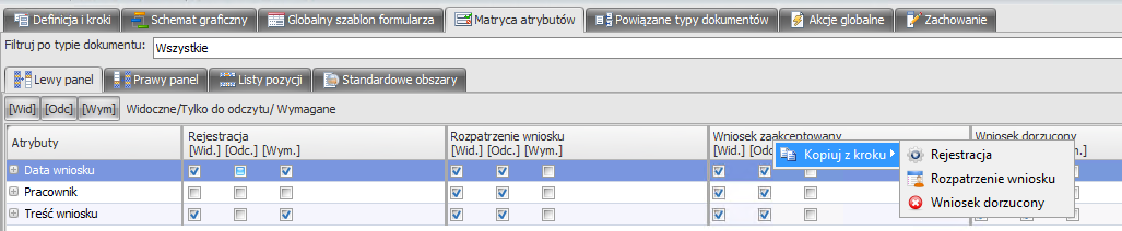 2.13. Widoczność atrybutów W tej sekcji zostanie określona widoczność i wymagalność każdego atrybutu.