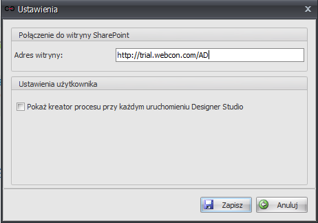 2. Stworzenie procesu w WEBCON Designer Studio Celem tego zadania jest stworzenie obsługi procesu obiegu wniosku zapotrzebowania.