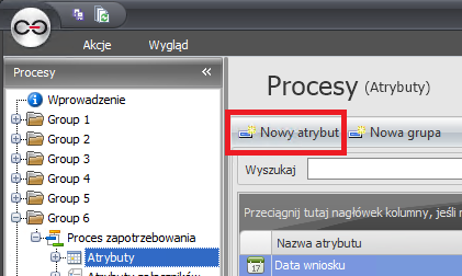2.3. Stworzenie atrybutów Atrybuty są polami formularza, jakie można przypisać do typu i obiegu dokumentu.