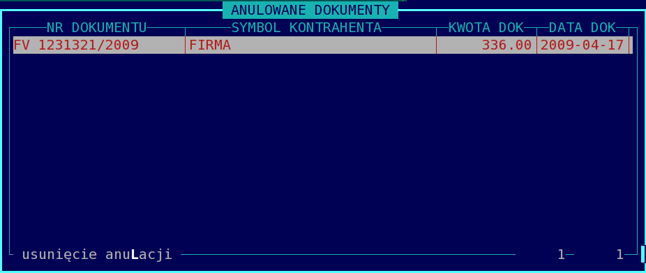 A Anulowanie transakcji Anulowanie transakcji powoduje nie wyświetlanie takiej transakcji na liście.