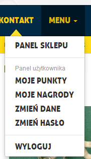 Menu (widoczne po zalogowaniu dla sklepu) Zarejestrowany, zalogowany użytkownik-sklep posiada dostęp do systemu e-lar bank.