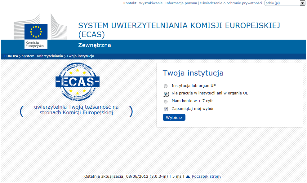 3. Po zalogowaniu, kliknąć przycisk "Informacje o koncie".