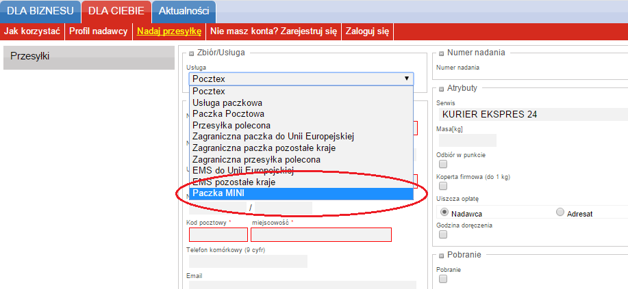 Wypełnij pola z nazwą, adresem, numerem telefonu albo e-mailem