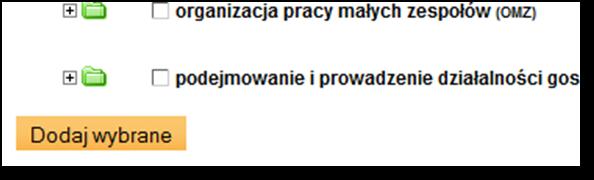 Uwaga dodana przez siebie umiejętność od razu pojawi się na liście Umiejętności wybrane i można ocenić opanowanie tej umiejętności, będzie ona widoczna w indywidualnej ofercie, ale dodana i dostępna