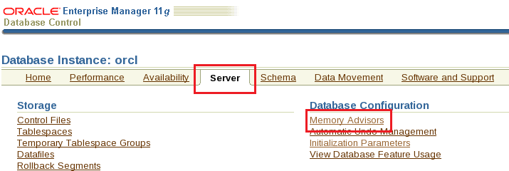 Wyświetla statystyki przydziału pamięci dla PGA SELECT * FROM V$PGASTAT; Sprawdzanie alokacji pamięci w Enterprise Manager Uruchamiając EM komendą: emctl start dbconsole możemy w narzędziu graficznym