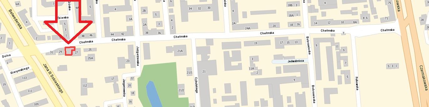 (strzałka wskazuje położenie nieruchomości): Warszawa ul. Chełmska 27 Miejsce składania oferty: Oferty należy składad w formie pisemnej w siedzibie Veolia Energia Warszawa S.A. przy ul.