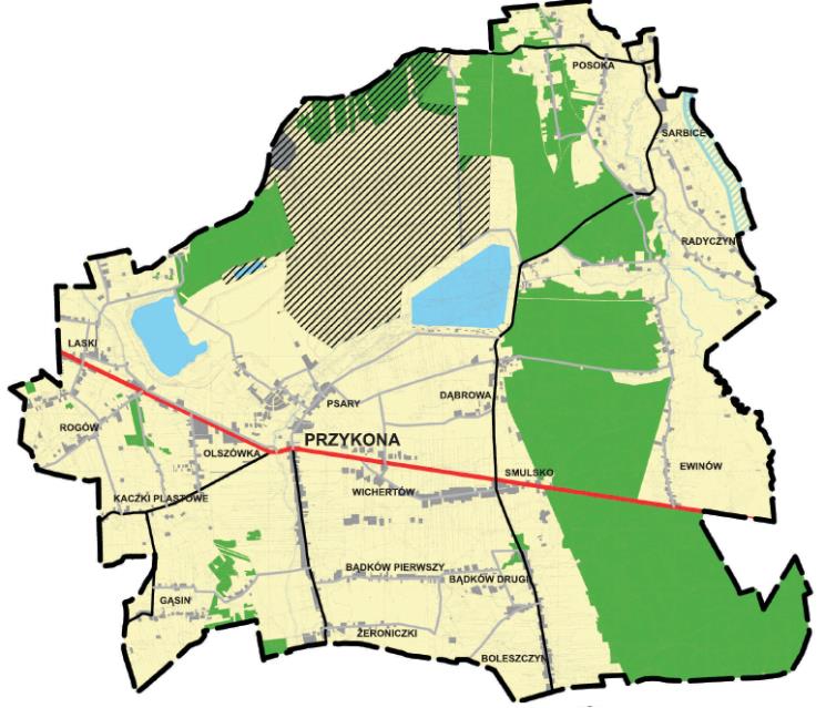 Długość dróg powiatowych na terenie gminy wynosi ok. 34,2 km, natomiast gminnych 242 km.