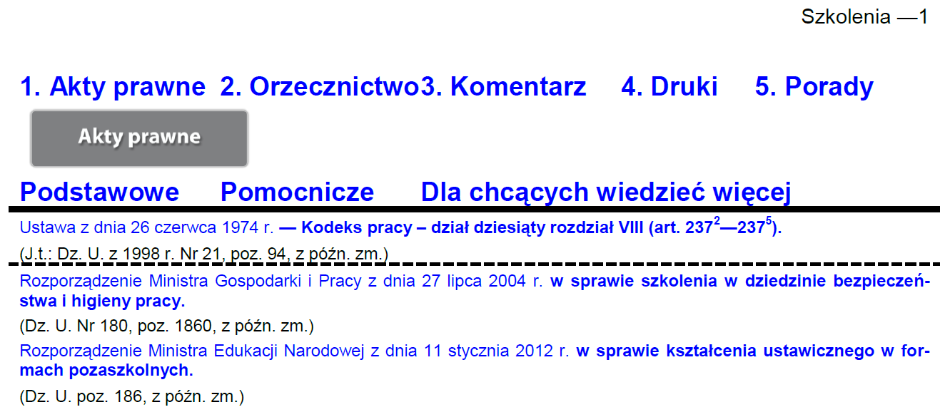 W poszczególnych tematycznych działach dostęp do przepisów,