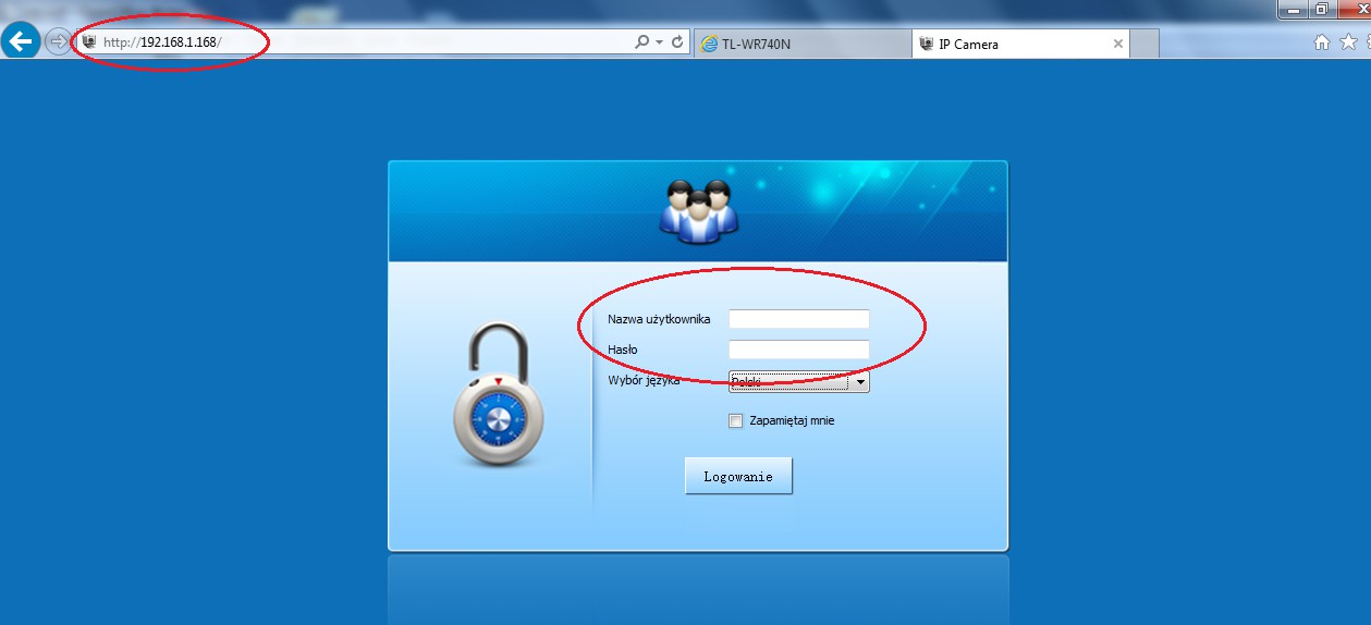 przez program IPCSearch Logując się na komerze poprzez podany adres, należy podać login i haslo.