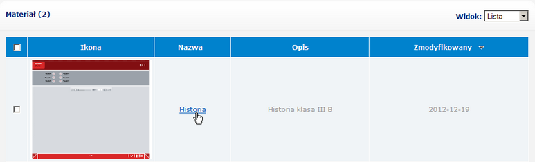 lekcji, Wybrany szablon lekcji określa zestaw dostępnych szablonów strony.