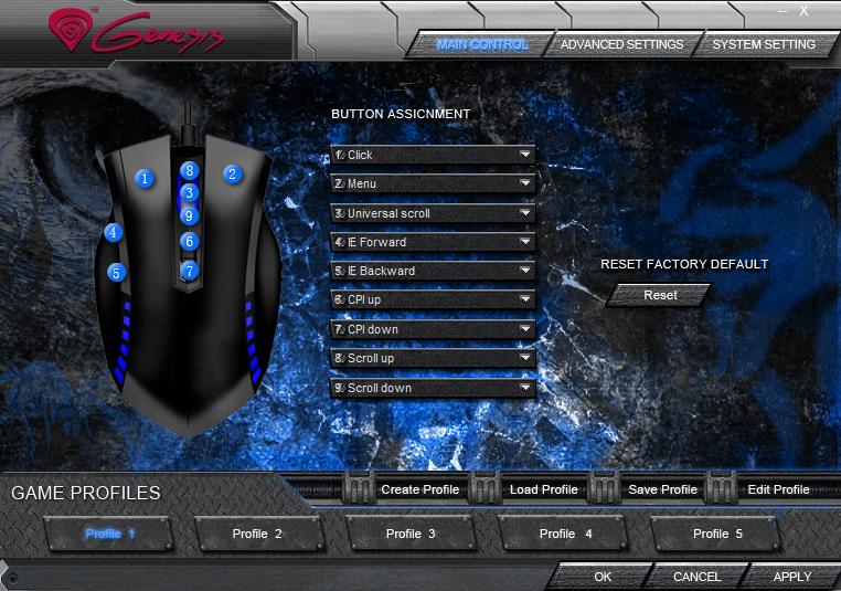 Natec Genesis GX66 2 IV. Mouse configuration A.