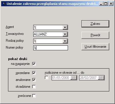 Przeglądanie stanu magazynu druków Jesteśmy juŝ po zredagowaniu i wprowadzeniu co najmniej jednego dokumentu magazynowego. Teraz moŝemy przeglądnąć stan magazynu - druk po druku.
