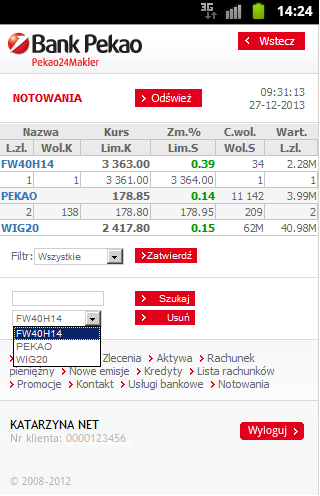 1.2. USUWANIE INSTRUMENTÓW FINANSOWYCH WYŚWIETLANYCH W NOTOWANIACH Jeżeli chcesz usunąć instrument