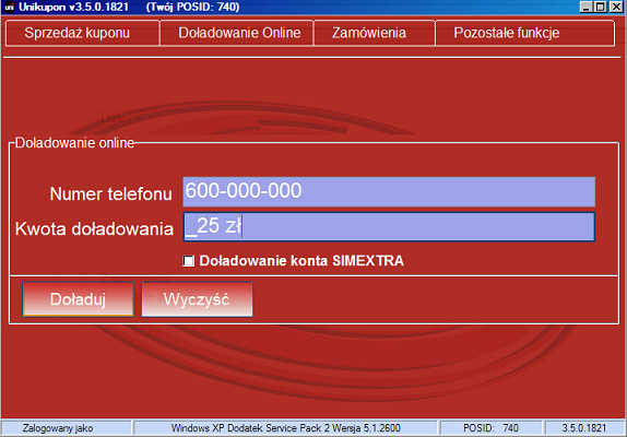 3. Doładowanie telefonów Online Aby dokonać doładowania bezpośredniego telefonu (kwotą dozwoloną przez operatora) wybierz funkcję Doładowania Online, najeżdżając, a następnie klikając na nią w menu