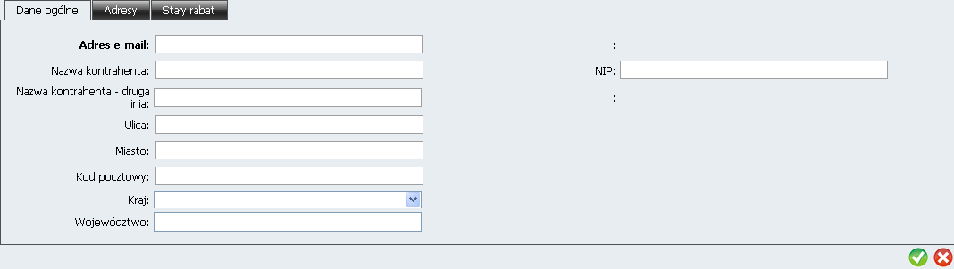 Str. 18 Moduł isklep24 v. 5.0 Aby dodać nowego kontrahenta do bazy Comarch isklep24, należy nacisnąć przycisk oraz wpisać odpowiednie dane na zakładce Dane ogólne, oraz Adresy.