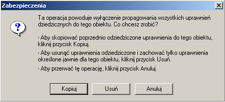 zostało odziedziczone z folderu nadrzędnego. Wyłączanie dziedziczenia uprawnień Domyślnie podfoldery oraz pliki dziedziczą uprawnienia, które są przypisane do ich folderu nadrzędnego.