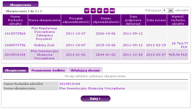 Po wybraniu przycisku Zatwierdź pojawia się informacja o dacie i godzinie złożenia dyspozycji oraz możliwość wydruku treści dyspozycji. Przycisk Zakończ pozwala wrócić do głównego ekranu aplikacji. 7.