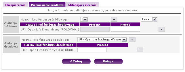 Po wpisaniu danych przechodzimy do dalszej części zlecenia za pomocą Dalej>.