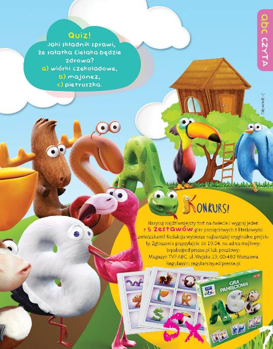 O magazynie TVP ABC pierwszy na polskim rynku edukacyjny magazyn dla dzieci, o zakupie, którego decydują rodzice wyjątkowy miesięcznik dla dzieci w wieku 2,5-6 lat uruchamiający wyobraźnie i