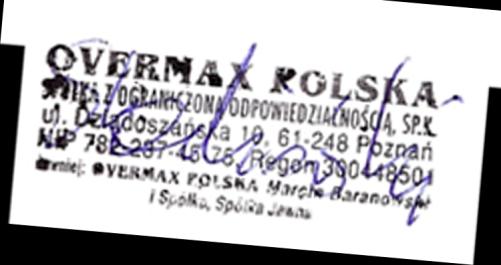 Declaration of Conformity We Overmax Polska Spółka z Ograniczoną Odpowiedzialnością, S.K.