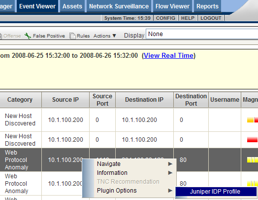 11. Integracja STRM z Juniper NSM i Profiler System zarządzania STRM posiada moŝliwość integracji z Juniper NSM w zakresie