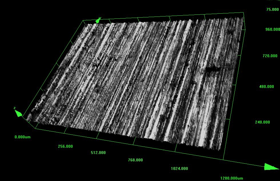 1-2010 T R I B O L O G I A 163 Rys. 3. SGP w układzie 3D uzyskana z konfokalnego laserowego mikroskopu skaningowego Fig. 3. 3D view recorded by confocal laser scanning microscope (multiplicated) Przedstawione na Rys.