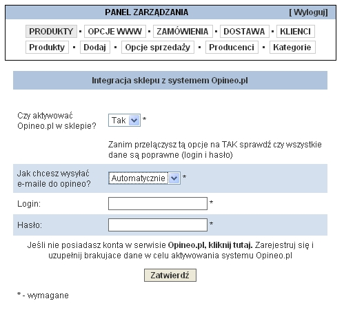 W przypadku wyboru przeglądarki cenowej Opineo.