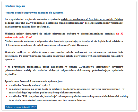 VII. Panel podsumowania Proszę sprawdzic poprawnos c wprowadzonych danych. Uwaga! Jeżeli zaistnieje konieczność zmiany wprowadzonych danych, proszę skorzystać z odpowiedniego przycisku Powrót do.