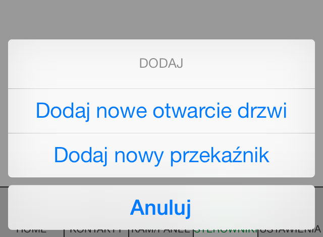 Wypełnić żądane pola: Tylko dla "nowy przekaźnik" można wybrać: rodzaj przekaźnika (Przekaźnik ogólny, Przesłona, Drzwi, Oświetlenie.