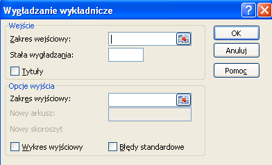 Wartości wygładzonego szeregu czasowego są więc średnią ważoną wartości empirycznej z poprzedniego okresu oraz wartości historycznych.