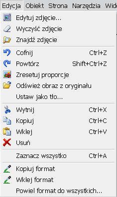 Ogólny zarys edytora MAWI Publisher 2 Plik tu znajdują się podstawowe opcje, które umożliwiają rozpoczęcie nowego projektu, otwieranie już istniejącego pliku lub zachowanie naszej pracy.