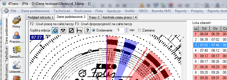 SZYBKA EDYCJA CZYNNOŚCI NA WYKRESÓWCE Na oknie wprowadzania i edycji wykresówki zostały dodane opcje umożliwiające szybkie dodawanie i zamianę wybranych czynności jazdy, pracy, dyspozycyjności,