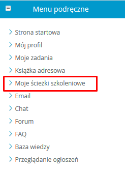 Najważniejsze obszary głównego widoku 2.3.2 Moje ścieżki szkoleniowe W obszarze tym zostały umieszone odnośniki do ścieżek szkoleniowych, do których został przypisany użytkownik.