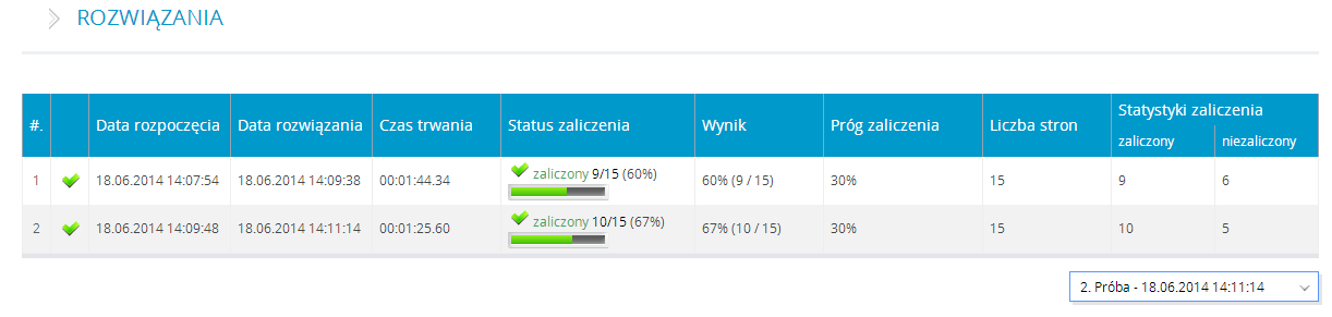 Rysunek 55 Informacje dla egzaminu status, Rysunek 56 Status egzaminu rozwiązania,