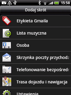 36 Instrukcja obsługi telefonu HTC Wildfire Dodawanie do ekranu głównego ikon aplikacji i innych skrótów Umieść ikony na ekranie głównym, aby móc szybciej otwierać aplikacje, Do ekranu głównego