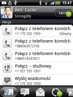 Ludzie 55 4. Wykonaj jeden z następujących kroków: Aby importować wszystkie kontakty, naciśnij przycisk MENU, a następnie stuknij Importuj wszystko. Aby importować kontakt, stuknij kontakt na ekranie.