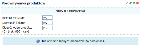 Podręcznik UŜytkownika systemu CDN OPT!MA Str. 69 Rys. 103 Plugin Porównywarka produktów, opcje konfiguracyjne.