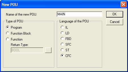 Wybór języka programowania Krok 2. Do wyboru jest sześć języków programowania, zgodnych ze standardem IEC 61131-3.