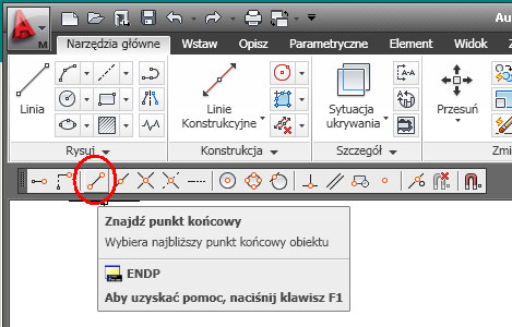 Przesuwając myszą możemy dynamicznie kreować promień okręgu, po kliknięciu myszą okrąg I zostanie narysowany.