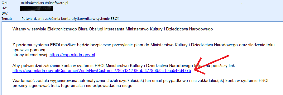Krok 2. Aktywuj konto Aktywuj konto poprzez kliknięcie linku, który znajdziesz w nadesłanym e-mailu na Twoją skrzynkę mailową (jej adres podałeś/podałaś podczas zakładania konta) rys. 6.
