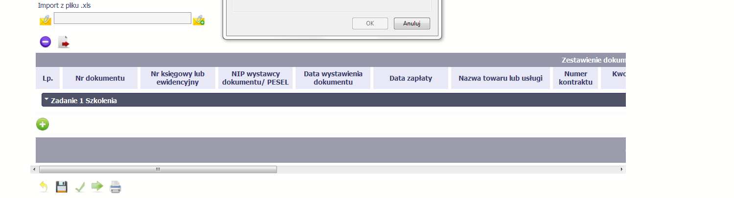 Import pliku Jeżeli zdecydujesz się tworzyć zestawienie dokumentów poza systemem w osobnym pliku xls, możesz uzyskać jego wzór bezpośrednio z systemu.