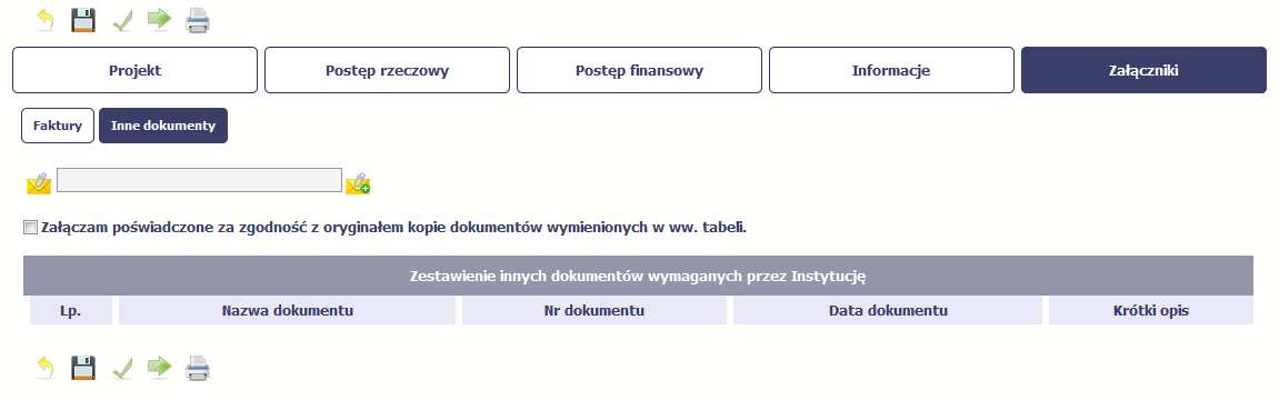 Inne dokumenty W tej sekcji, dostępne dla Ciebie funkcjonalności są identyczne jak dla sekcji Odbiór/wykonanie prac. 4.3.