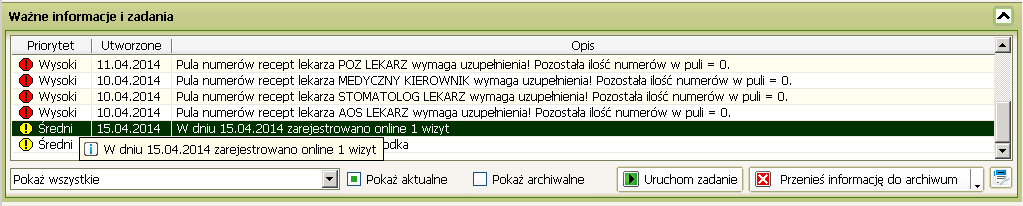 2.7. Włączenie alertu o zarejestrowanych wizytach online Włączając alert o zarejestrowanych wizytach online użytkownik w oknie powiadomień może zaobserwować ile wizyt zostało zarejestrowanych poprzez