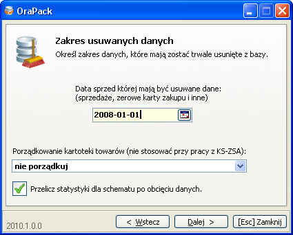 Następnym krokiem jest określenie zakresu usuwanych danych oraz określenie czy i jak karty towarowe mają zostać uporządkowane.