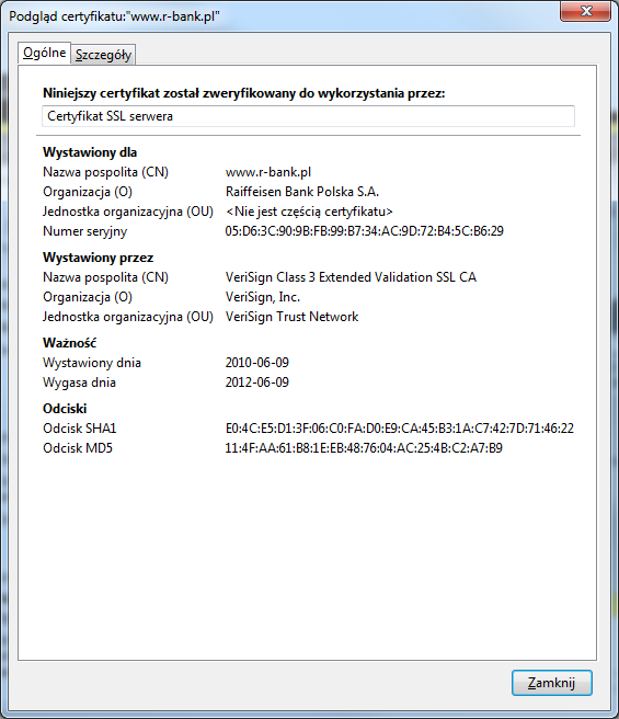 Tak długo dopóki nie zweryfikujemy, że nawiązaliśmy połączenie do naszego banku internetowego, a nie do podstawionego przez przestępców serwera, nie wolno nam ujawniać żadnych informacji poufnych, w